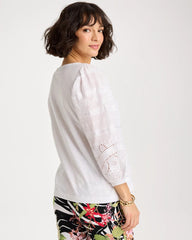 Alabaster Cotton Eyelet Sleeve Tee