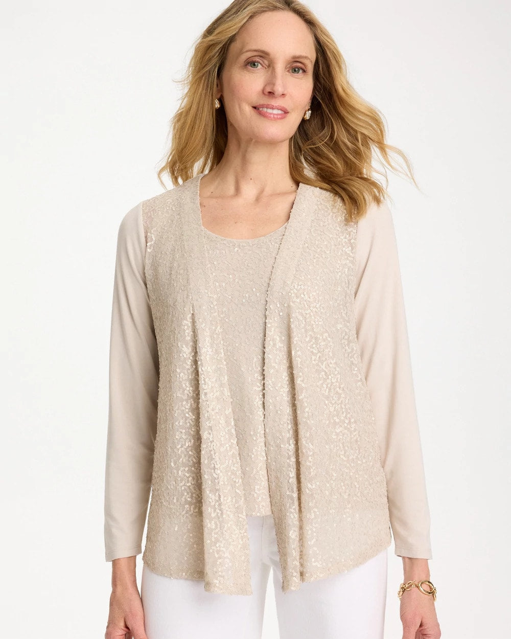 Smokey Taupe Knit Sequin Cardigan