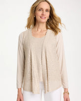 Smokey Taupe Knit Sequin Cardigan