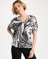 Smokey Taupe Linen Ruched Palm Tee