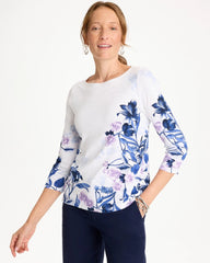 Passport Blue Printed Pima 3/4 Sleeve Tee
