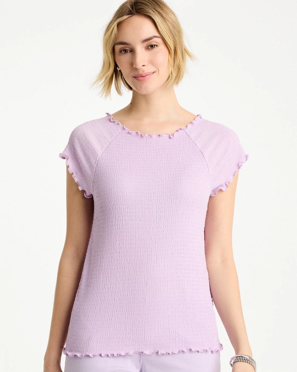 Orchid Mist Textured Knit Lettuce Raglan Tee