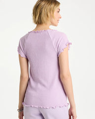 Orchid Mist Textured Knit Lettuce Raglan Tee