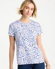 Amparo Blue Murano Cotton Stretch Cap Sleeve Tee