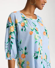 Bondi Blue Cotton Voile Printed Blouse