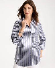 Passport Blue No Iron™ Stretch Striped Shirt