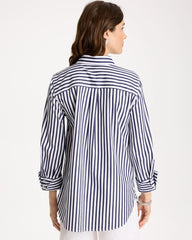 Passport Blue No Iron™ Stretch Striped Shirt