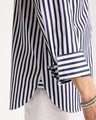 Passport Blue No Iron™ Stretch Striped Shirt