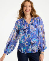 Amparo Blue Georgette Paisley Blouse