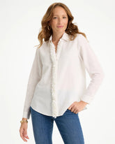Alabaster Linen Flower Embellished Blouse