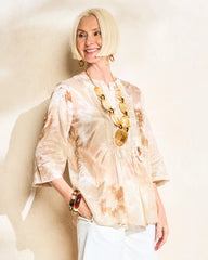 Sandstone Cotton-Blend Pintuck Tunic