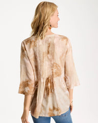 Sandstone Cotton-Blend Pintuck Tunic