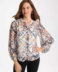 Passport Blue Georgette Printed Blouse
