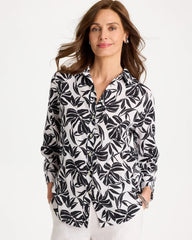 Black No Iron™ Linen Palm Shirt
