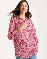Cherry Lush No Iron™ Linen Geo Print Shirt