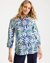 Passport Blue Palm No Iron Stretch Shirt