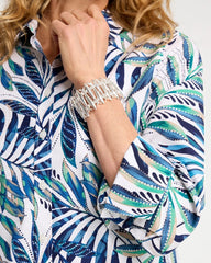 Passport Blue Palm No Iron Stretch Shirt