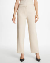 Pale Sand Textured Straight Tapered Ankle Pants