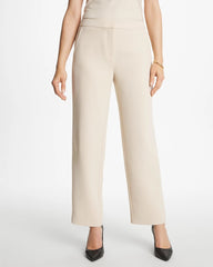 Pale Sand Textured Straight Tapered Ankle Pants