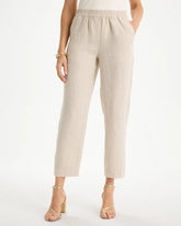 Oatmeal Linen Straight Tapered Ankle Pants
