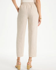 Oatmeal Linen Straight Tapered Ankle Pants
