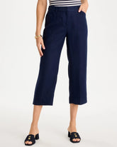 Passport Blue Linen Fly Front Pants