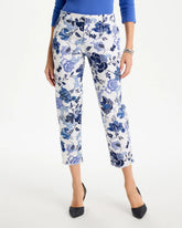 Alabaster Printed Relaxed Boyfriend Chino Fray Crop Pants