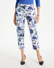 Alabaster Printed Relaxed Boyfriend Chino Fray Crop Pants