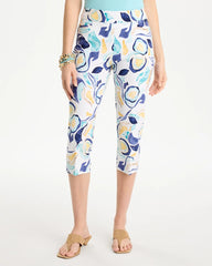 Passport Blue Brigitte™ Slim Handpainted Pull-On Capri