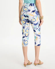 Passport Blue Brigitte™ Slim Handpainted Pull-On Capri