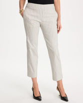 Black Striped Straight Crop Pant