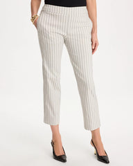 Black Striped Straight Crop Pant