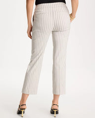 Black Striped Straight Crop Pant
