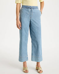 Graciela Indigo Lightweight Wide-Leg Crop Jeans