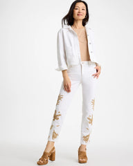 Alabaster Girlfriend Slim Raffia Palm Crop Jeans