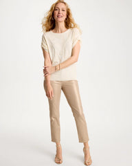 Gold Foil Coated Girlfriend Slim Coated Crop Jeans