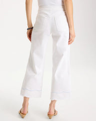 Alabaster Pull-On Wide-Leg White Crop Jeans