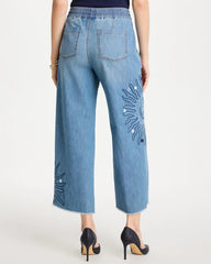 Caressa Indigo Embellished Ultra Lightweight Crop Jeans