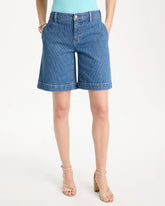 Indigo Striped Denim Trouser Shorts