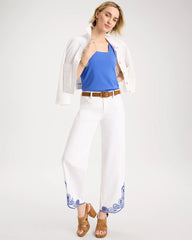 Alabaster Girlfriend Wide-Leg Cutout Crop Jean