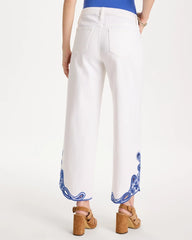 Alabaster Girlfriend Wide-Leg Cutout Crop Jean