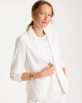 Alabaster Linen Roll Sleeve Blazer