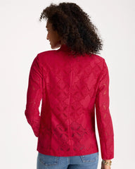 Cherry Lush Lace Cutwork Blazer