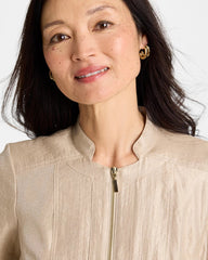 Khaki Sheen Stand Collar Jacket