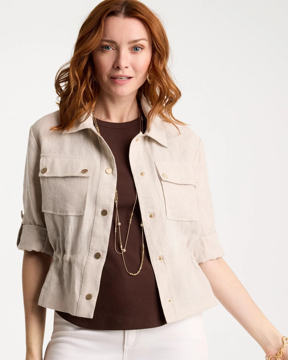 Oatmeal Linen Cargo Jacket