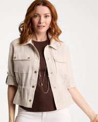 Oatmeal Linen Cargo Jacket
