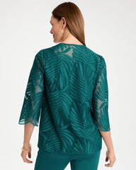 Jade Glow Travelers™ Collection Palm Frond Sheer Jacket