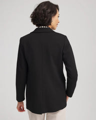 Black Ponte Double-Breasted Knit Blazer