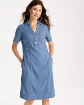 Palm Isle Indigo Soft-Stretch Hemp Denim Shirtdress