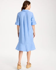 Blue Veil Linen Flounce Dress